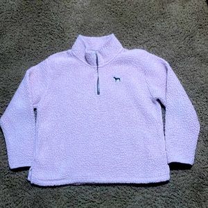 Ladies Pink Victoria Secret quarter zip front Sherpa jacket Sz Large